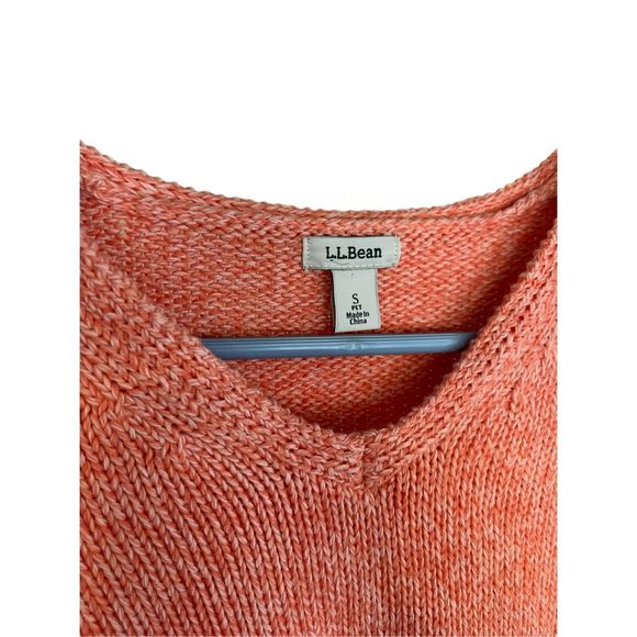 L.L Bean salmon pink Sweater Cotton Knit V Neck sz S Valentine’s Day - Picture 6 of 9
